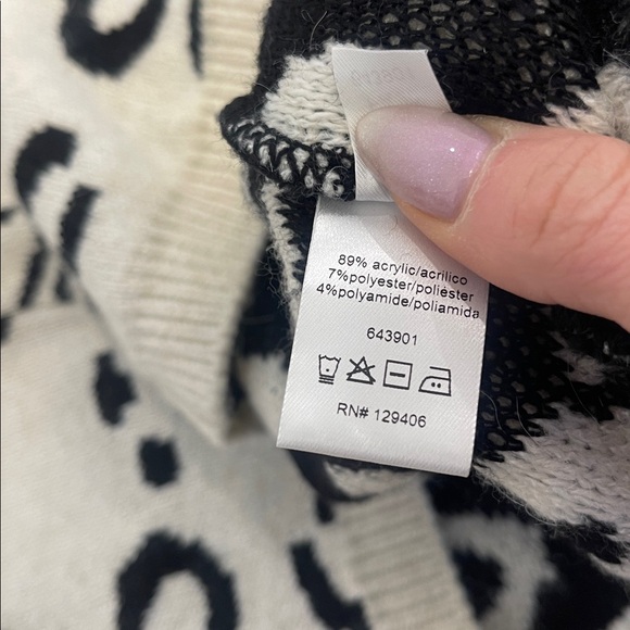 VENUS Animal Print Black Red Knit Long Sleeve Sweater Dress Size Medium M - Picture 6 of 8